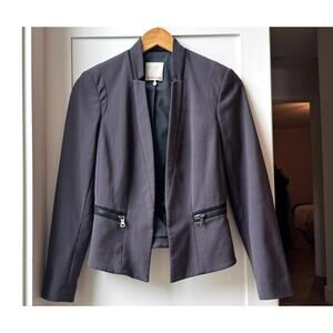 Rebecca Taylor Peplum Open Front Blazer Size 2 Purple Zip Detail Jacket